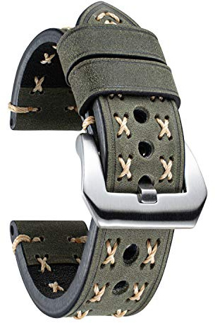 BINLUN Lederarmband Uhrenarmband 20mm 22mm 24mm 26mm Uhrenarmbänder für Herren Damen Smartwatch Armband 20mm 22mm 24mm X-Form Uhrband Schnellverschluss Ersatzarmbänder Boho Handgefertigt Watch Armband