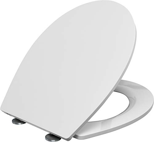 Cornat WC-Sitz Rino – Klassisch weißer Look – Absenkautomatik | Pflegeleichter Duroplast – Quick up und Clean Funktion – Bequeme Montage von oben – Toilettensitz – Klodeckel
