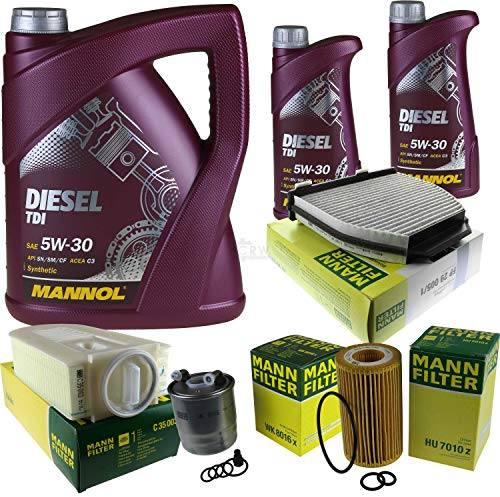 QR-Parts Set 85506631 HU 7010 z FP 29 005/1 MN7909-1 WK 8016 x C 35 003 MN7909-5 Inspektionspaket 7 L Diesel TDI 5W-30 + MANN Filterpaket 10931821