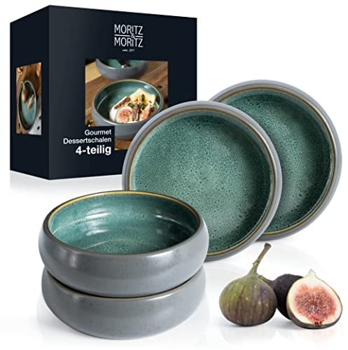 Moritz & Moritz SOLID 4x Kleine Schalen - 300ml - Dip Schälchen aus Steinzeug für Dessert, Snack, Suppe, Salat, EIS, Tapas und Antipasti