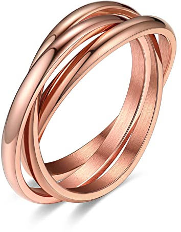 Bestyle Bague Alliance Femme Bague Femme Acier Inoxydable Pouce Or Rose Taille 64