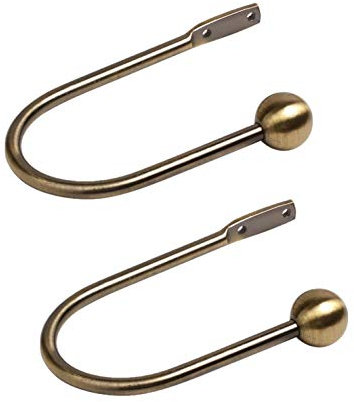 ABC Decor Pack of 2 Curtain Holdbacks, Metal Hold backs, Pair, Antique Brass colour