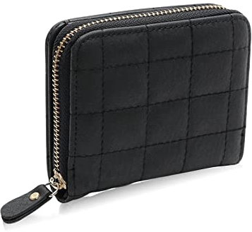 FuninCrea Portafoglio Donna, Piccolo Portamonete Donna in Pelle PU, Mini Portafoglio Ragazzae con Cerniera, Minimal Cerniera Portamonete con Scomparti Multipli per Store Card, Cion (nero)