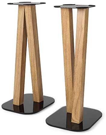 EXIMUS One Pair Fixed Height Universal Speaker Floor Stands - Oak - 600 Series