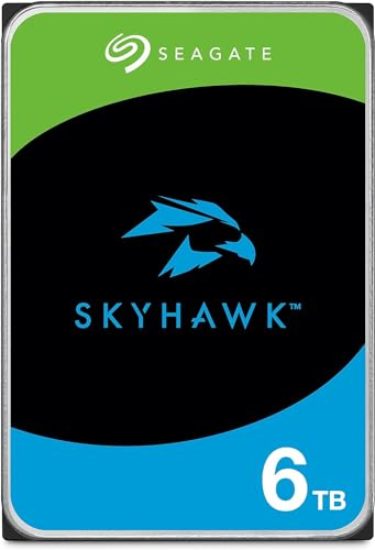 Seagate SkyHawk 6TB interne Festplatte HDD, Videoaufnahme bis zu 64 Kameras, 3.5 Zoll, 64 MB Cache, SATA 6GB/s, silber, FFP, inkl. 3 Jahre Rescue Service, Modellnr.: ST6000VX009