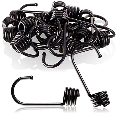 com-four® 20x Crochets en Spirale - Crochet en métal Peint - Embout pour Sangles de Tension, tendeurs de Bagages, Cordes de bâche, extenseurs, Cordons et haubans - Crochet pour haubans (Noir - 10mm)