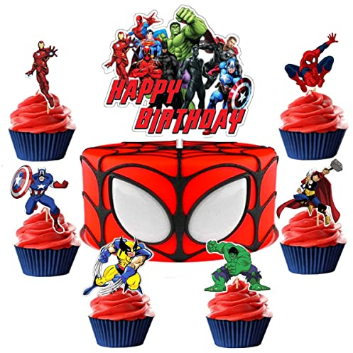 i-QiQi Superhero Cake Topper Avengers Cake Topper Birthday Cake Topper,Super Hero Cake Topper Cake for Decorations Adorable Cupcake Toppers Cake Decorating Supplies for Birthday