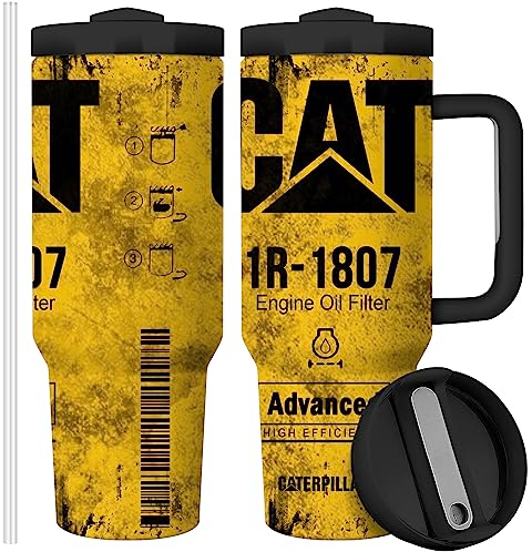 Equoza CAT 40oz Tumbler with Handle Lid and Straw Funny Tumbler for Men Dad Classic Creative Gift Double Wall Vacuun Stainless Steel Travel Mug Insulated Cup (CAT 1R-1807)(Pack of 1)