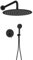 Jacob Delafon - Pack Robinetterie Douche Encastrée Mécanique METRO - Kit Tout-en-Un - Tête Ronde 30cm - Douchette 3 Jets - Finition Noir Mat - E38679-BL