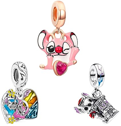 Doyafer 925 argento sterling Charms Stitch Set Ciondolo per abbinare le donne Charms Bracciale Cartoon Bead Collana per ragazze regalo 3 pezzi/pacchetto