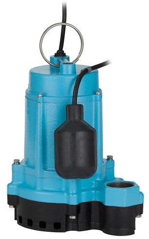 Little Giant 6EC-CIA-RF 1/3 HP, 115-Volt, 3180 GPH Automatic Cast Iron Submersible Sump/Effluent Pump with Polypropylene Base, Piggyback Mechanical Float Switch and 30-Ft. Power Cord, Blue, 506808