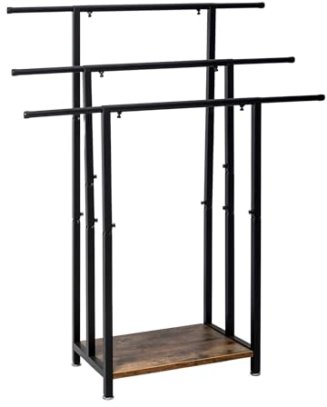 lesolar Handtuchhalter Stehend, 3-stufiges Einziehbarer Handtuchregal aus legiertem Stahl, Freistehendes Handtuchständer schwarz, Badezimmerzubehör für Badetücher 81 x 30 x 100 cm