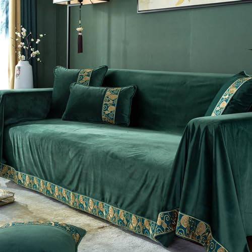 Gualiy Sofabezug 190x350cm, Einfarbig mit Wolkenmuster Sofa Überzug 4 Sitzer Sofa Überzug Kratzfest Grün Sofa Überzug für Ledersofa