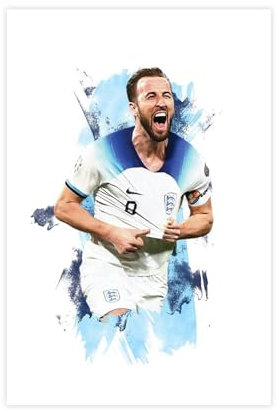 MAHWER Harry Kane – Fußballspieler-Poster, Leinwand-Poster, Wandkunst, Dekordruck, Bild, Gemälde für Wohnzimmer, Schlafzimmer, Dekoration, ungerahmt, 30 x 45 cm