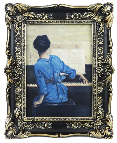 ZOCOLOR Antiker Rahmen mit kunstvollem Vintage-geschnitztem Dekor, luxuriöser Barock-Bilderrahmen mit Glasfront, Wandbehang oder Tischdisplay (schwarz, 12,7 x 17,8 cm)