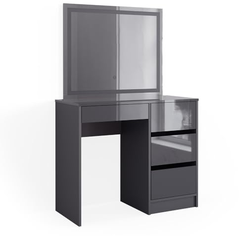 Vicco Schminktisch Sherry, Anthrazit, 90 cm mit LED- Spiegel