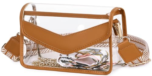 LOIDOU Klare Geldbörse Tasche für Frauen Stadion genehmigte klare Crossbody Tasche transparente Taschen für Konzert Sport Events Festival (Braun)