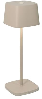 Zafferano, Ofelia Lampe, Kabellose, Wiederaufladbare Tischlampe mit Touch Control, Auch für den Außenbereich Geeignet, Dimmer, 2200-3000 K, Höhe 29 cm, Farbe Sand