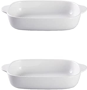 Lata for asar esmaltada, juego de bandejas for hornear, fuente for hornear de porcelana, molde for pasteles de 8,8 pulgadas, platos for horno de porcelana, plato for quiche for cocinar, juego de 2, B