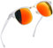 Joopin Semi-Rimless Polarised Sunglasses for Men, UV400 Protection Classic Horn Rimmed Half Frame Womens Sunglasses(Transparent Frame Mirrored Red Lens)