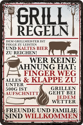 30 x 20 cm wetterfestes GRILL Blechschild, lustiger Spruch, Deko Schild, Lebensweisheit für Grill Fans, Grill-Platz, Grill-Ecke