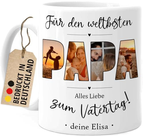 Tassenliebling® Tasse Papa mit Fotos personalisiert - Fototasse mit eigenen Bildern selbst gestalten - Bester Papa, Vater, Dad Geschenk als Vatertagsgeschenk Geburtstag