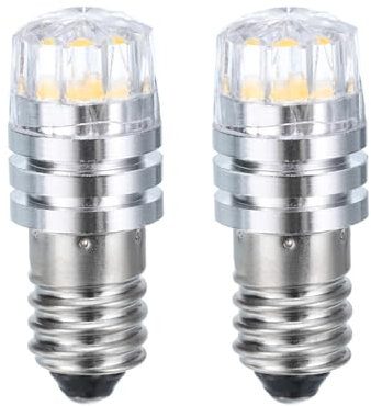 sourcing map 3V/0.12A E10 Mini LED Light Bulbs, 2Pcs Miniature Screw Bulbs Flashlight Bulbs for Scientific Experiment Lighting DIY Accessories, Warm White Light