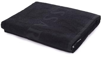 Trussardi Strandtuch für Schwimmbad oder Spa, Baumwollschwammstoff mit Logo, 170 x 90 cm (ungefähr), Artikel TRU2MTW01, Black, Einheitsgröße