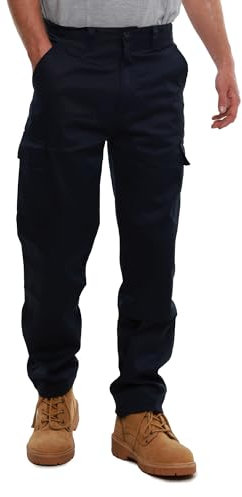 Ranger Knee Pad Work Trousers, Cargo Combat Style Tactical Work Pants. Build for Tradesmen, Builders & Plumbers, Kneeling Trousers in Black & Navy (32W / 31L)