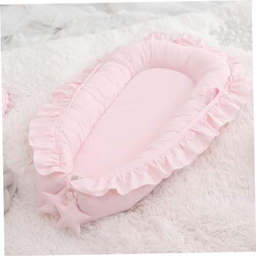 Obelunrp Babylieger, 37,4-Zoll-Rüschen Baby-Liege, atmungsaktive Baumwoll-Co-Sleeping-Pod, weiches Säuglings-Lounger-Babybett, tragbare Stuhlmatratze für Zuhause und Reisen