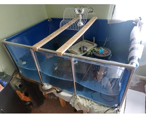 Großes Aquarium aus PVC/Canvas, Rahmenbecken mit klarem Fenster, Flexibles Becken für Schildkröten, Kois/Goldfische, leicht zusammenzubauen (150 x 100 x 71 cm)