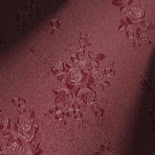 Erfoni 590.5x17.7 Retro Red Floral Embossed Wallpaper for Livingroom Decorative Thicken Peel and Stick Wallpaper Floral Textured Removable Contact Paper Vintage Pure Red Self Adhesive Wall Paper