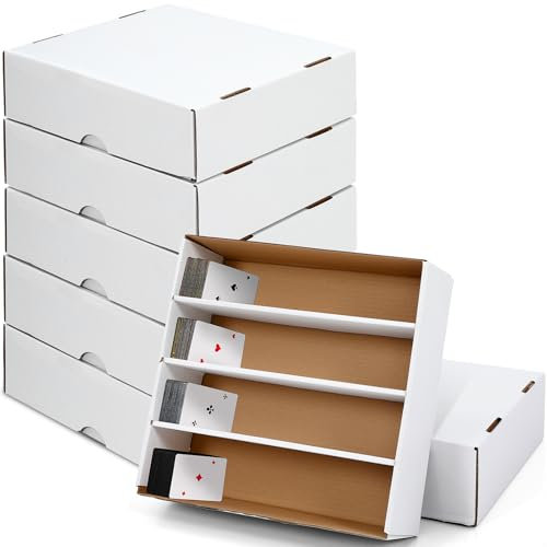 Yexiya 6 Pack 3120 Count Trading Gaming Card Storage Box Row Cardboard Storage Boxes White Trading Card Case for Gaming Card Baseball Football Sport Card Collecting Supplies(14.8 x 13.8 x 4.4 Inches)