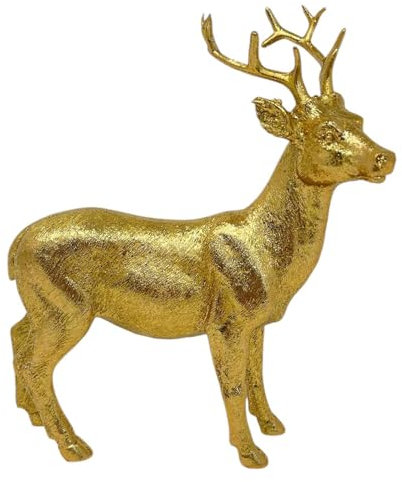 Dadeldo Living & Lifestyle Hirsch Dekofigur Gold Glitter Resin 15x16cm Weihnachtsdeko