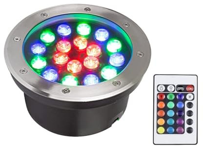 GUODDM Spot LED Piscine Encastrable - RGB Spot LED, Éclairage sous-Marin Étanche IP68 12V, Télécommande De Projecteur Au Sol À LED, pour Piscine, Fontaine, Piscine(RGB+Remote,24W)