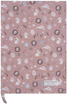 Krasilnikoff - Geschirrtuch - KW13223 Playful Easter, solid Rose