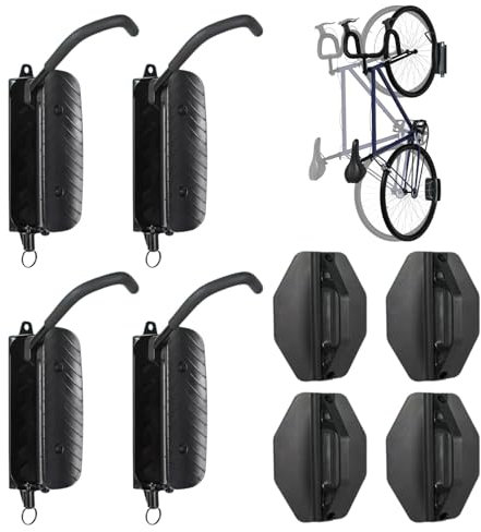 WUDLEP 4 Stück Platzsparender Stabiler Wandfahrradständer, Fahrradaufhänger für den Innenbereich, Drehbare, Organisationslösung für Haus und Garage，66lbs/30KG