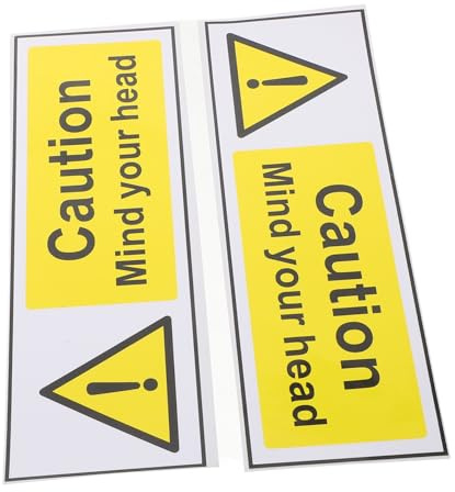NAMOARLY 2 Sheets Watch Your Head Warning Sign Stickers, Self-adhesive Caution Labels for Machinery Safety, High Visibility Head Protection Signs for Factories and Warehouses