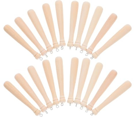 DIYEAH 20St Baseballschläger-Anhänger aus Holz mini baseballschläger holz schlüsselanhänger Baseball-Ornament Mini-Fledermäuse Schlüsselanhänger-Zubehör kleiner Holzschläger hölzern Beige