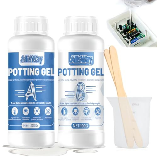 AllisWay Elektrovergussmasse, Gießharz Elektro, Vergussmasse Elektronik, Zweikomponenten Silikon Isoliergel, Demontierbar, Geeignet zum Abdichten von Elektrischen Anlagen etc (200G)