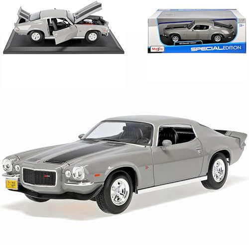 Chevrol. Camaro Z28 Grau mit Schwarz 2. Generation 1970-1981 1/18 Modell Auto mit individiuellem Wunschkennzeichen
