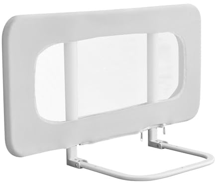 VEVOR Barandilla de Cama Infantil, con Tubo de Hierro Reforzado y Tela Oxford, Altura Ajustable de 45 a 67 cm para Colchones 5 a 30 cm de Grosor, Base en Forma de U, 800 x 670 mm, Gris, 1 ud