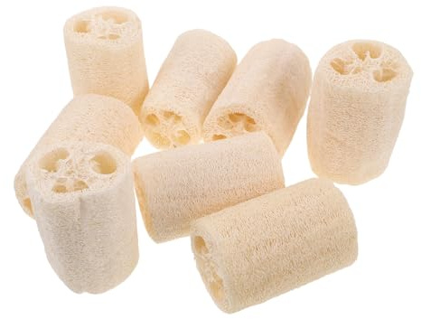 Gogogmee 8pcs Loofah Bath Wipe Sponge Natural Loofah Kitchen Dish Scrubber Kitchen Dish Brush Dishwashing Exfoliating Beige