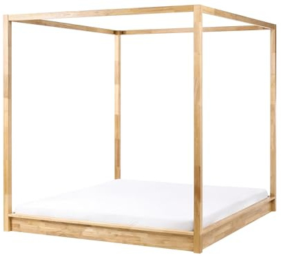 Himmelbett Holz hellbraun 180 x 200 cm mit Lattenrost modern Herliere