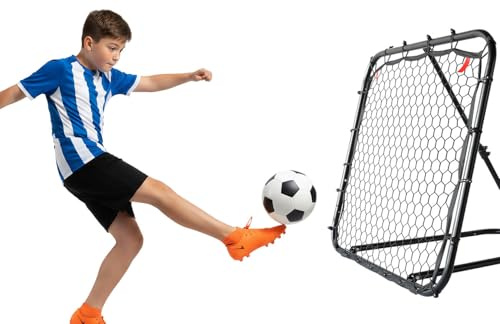 PEARL Sports Fußball Techniktraining: Fußball-Rebounder für Kinder, stufenlos verstellbar, 100 x 100 x 85 cm (Ball Rückprallgerät, Trainingsnetz, Spiele)