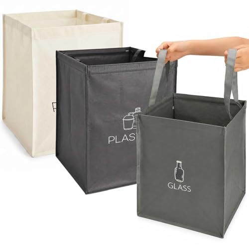 SLIAXINT Pattumiera con Sistema di Raccolta Differenziata a 3 Scomparti per Rifiuti Riciclabili - Pattumiera da Cucina Salvaspazio con 12 Barre di Supporto per la Separazione di Vetro, Carta, Plastica