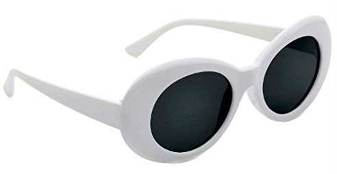 Oval Round Retro Oval Sunglasses Color Tint or Smoke Lenses Clout Goggles White