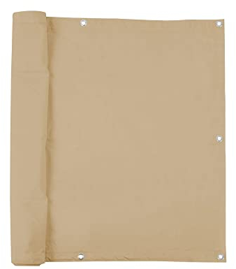 jarolift Brise Vue pour Balcon, Revêtement et Pare Vue de Balcon, Protection Contre Le Vent et Le Soleil, Étanche Á l'eau, 500 x 75 cm (24 Oeillets), Sable