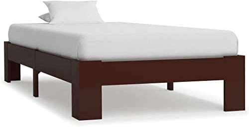 vidaXL Kiefernholz Massiv Bettgestell Holzbett Einzelbett Futonbett Massivholz Bett Bettrahmen Lattenrost Schlafzimmerbett Dunkelbraun 100x200cm