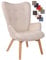 CLP Lounger Durham Mit Stoffbezug I Ohrensessel Mit Buchenholz Gestell I Loungesessel Mit Max. Belastbarkeit Bis 136 kg, Farbe:Creme